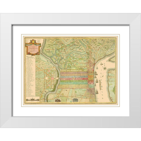 Philadelphia Pennsylvania Landowner - Varle 1802 White Modern Wood Framed Art Print with Double Matting by Varle