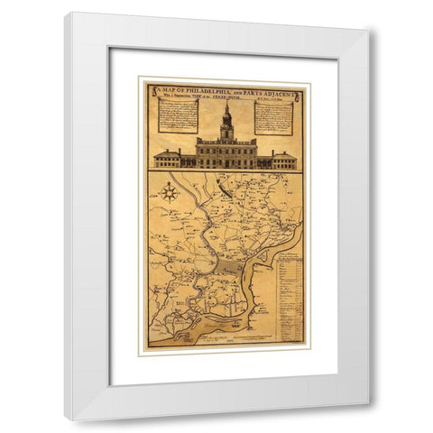 Philadelphia Pennsylvania Landowner - 1852 White Modern Wood Framed Art Print with Double Matting by Skull