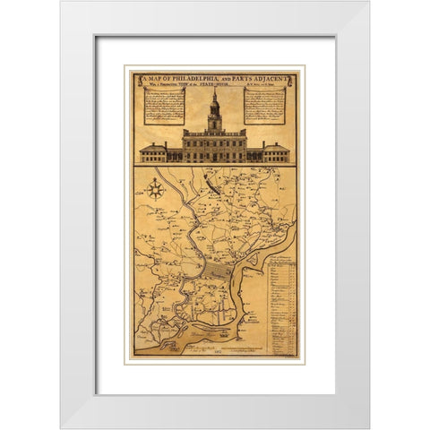Philadelphia Pennsylvania Landowner - 1852 White Modern Wood Framed Art Print with Double Matting by Skull