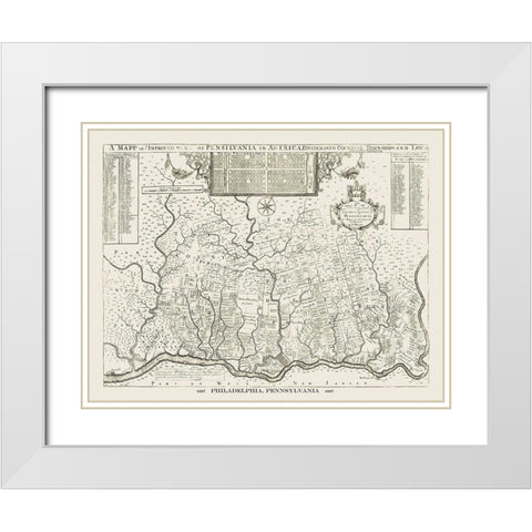 Philadelphia Pennsylvania - Holme 1687 White Modern Wood Framed Art Print with Double Matting by Holme
