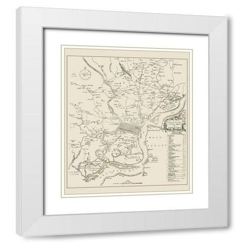 Philadelphia Pennsylvania Landowner - Scull 1753 White Modern Wood Framed Art Print with Double Matting by Scull