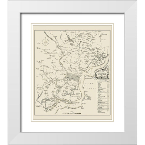 Philadelphia Pennsylvania Landowner - Scull 1753 White Modern Wood Framed Art Print with Double Matting by Scull