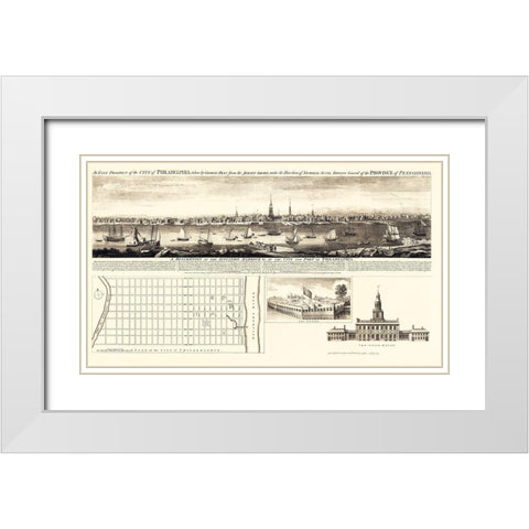 Philadelphia Pennsylvania - Jefferys 1756 White Modern Wood Framed Art Print with Double Matting by Jefferys