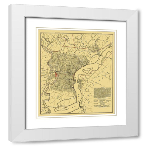 Philadelphia Railroad Plan 2 - Hoxsie 1858 White Modern Wood Framed Art Print with Double Matting by Hoxsie