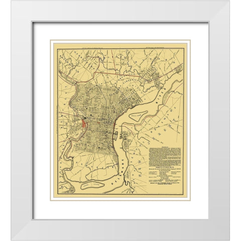 Philadelphia Railroad Plan 2 - Hoxsie 1858 White Modern Wood Framed Art Print with Double Matting by Hoxsie