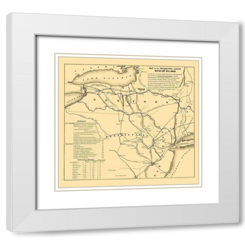 Philadelphia, Easton, Water Gap Railroad 1852 White Modern Wood Framed Art Print with Double Matting by Kollner