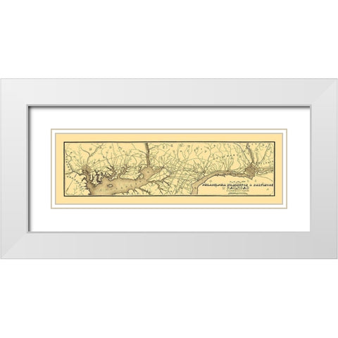 Philadelphia, Wilmington, Baltimore Railroad 1850 White Modern Wood Framed Art Print with Double Matting by Larkin