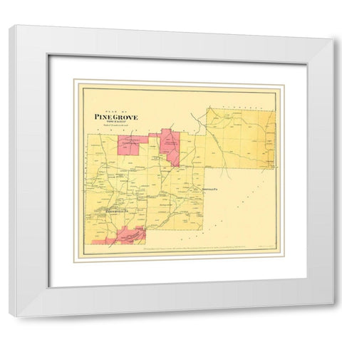 Pine Grove Pennsylvania Landowner - Beers 1865 White Modern Wood Framed Art Print with Double Matting by Beers
