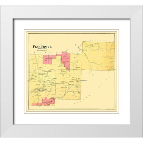 Pine Grove Pennsylvania Landowner - Beers 1865 White Modern Wood Framed Art Print with Double Matting by Beers