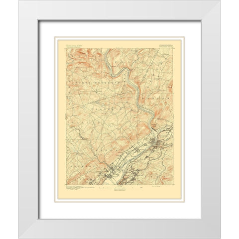 Pittston Pennsylvania Sheet - USGS 1893 White Modern Wood Framed Art Print with Double Matting by USGS