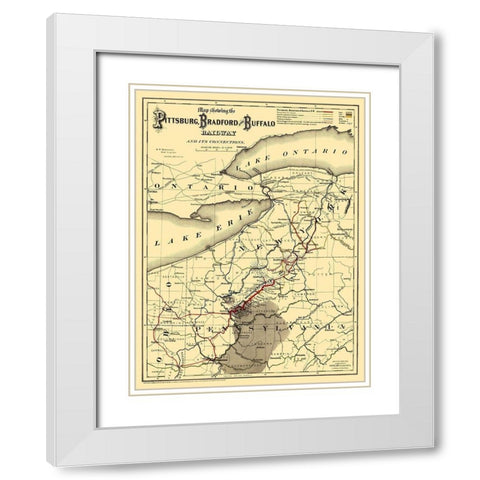 Pittsburg, Bradford and Buffalo Railway 1882 White Modern Wood Framed Art Print with Double Matting by Colton