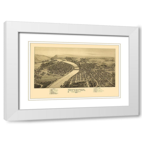 Pittston Pennsylvania - Moyer 1892 White Modern Wood Framed Art Print with Double Matting by Moyer