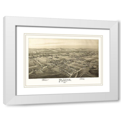 Plains Pennsylvania - Fowler 1892 White Modern Wood Framed Art Print with Double Matting by Fowler