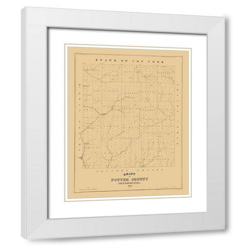 Potter County Pennsylvania - 1856 White Modern Wood Framed Art Print with Double Matting by Unknown