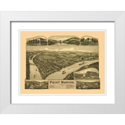 Point Marion Pennsylvania - Fowler 1902 White Modern Wood Framed Art Print with Double Matting by Fowler
