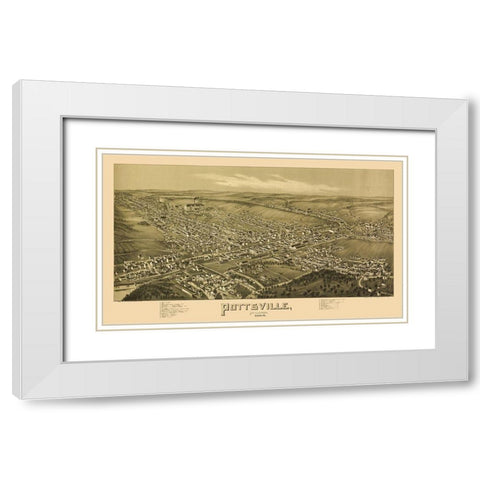 Pottsville Pennsylvania - Fowler 1889 White Modern Wood Framed Art Print with Double Matting by Fowler