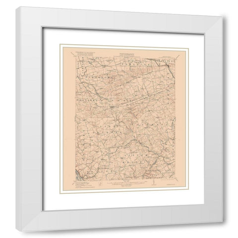 Quarryville Pennsylvania Quad - USGS 1912 White Modern Wood Framed Art Print with Double Matting by USGS
