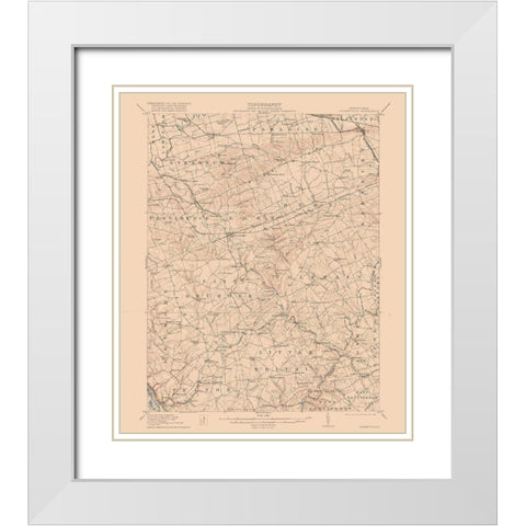 Quarryville Pennsylvania Quad - USGS 1912 White Modern Wood Framed Art Print with Double Matting by USGS