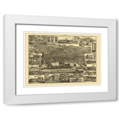 Reading Pennsylvania -1881 White Modern Wood Framed Art Print with Double Matting by Unknown