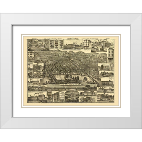 Reading Pennsylvania -1881 White Modern Wood Framed Art Print with Double Matting by Unknown