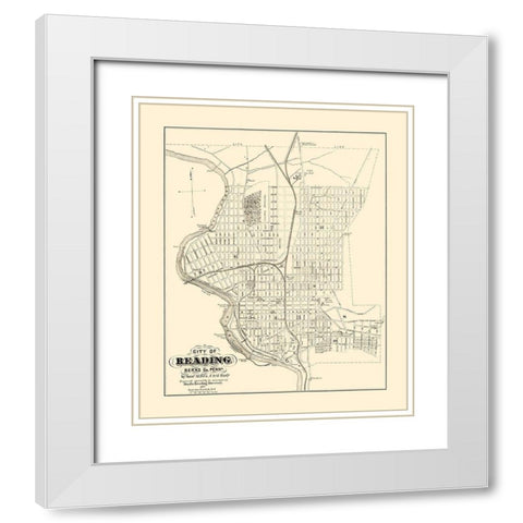 Reading Pennsylvania - Boyd 1877 White Modern Wood Framed Art Print with Double Matting by Boyd
