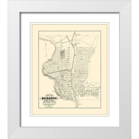 Reading Pennsylvania - Boyd 1877 White Modern Wood Framed Art Print with Double Matting by Boyd