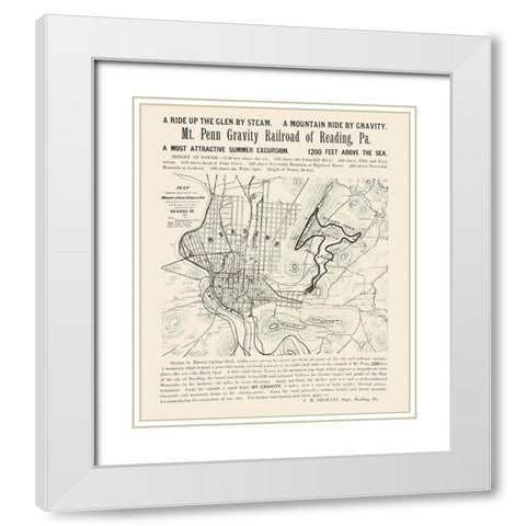 Reading Pennsylvania -1890 White Modern Wood Framed Art Print with Double Matting by Unknown