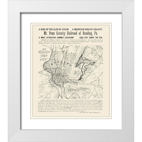 Reading Pennsylvania -1890 White Modern Wood Framed Art Print with Double Matting by Unknown