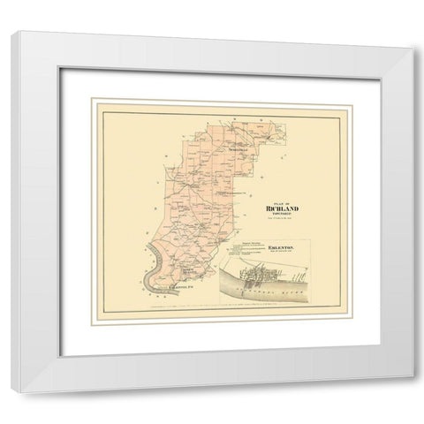 Richland Pennsylvania Landowner - Beers 1865 White Modern Wood Framed Art Print with Double Matting by Beers