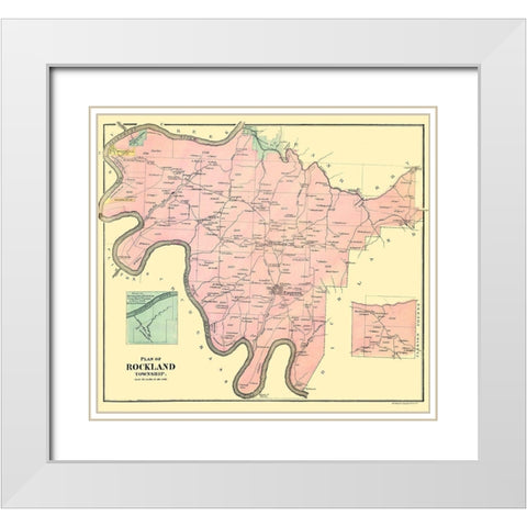 Rockland Pennsylvania Landowner - Mayer 1865 White Modern Wood Framed Art Print with Double Matting by Mayer