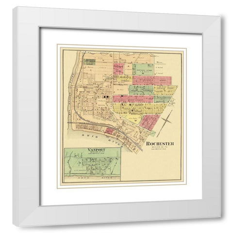 Rochester, Vanport Pennsylvania Landowner White Modern Wood Framed Art Print with Double Matting by Hayes