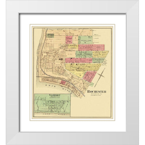 Rochester, Vanport Pennsylvania Landowner White Modern Wood Framed Art Print with Double Matting by Hayes