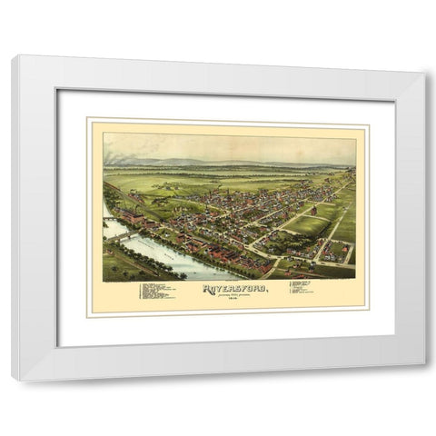 Royersford Pennsylvania - Fowler 1893 White Modern Wood Framed Art Print with Double Matting by Fowler