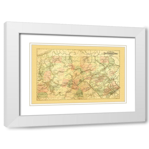 Pennsylvania Railways - Caldwell 1877 White Modern Wood Framed Art Print with Double Matting by Caldwell