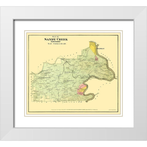 Sandy Creek Pennsylvania Landowner - Beers 1865 White Modern Wood Framed Art Print with Double Matting by Beers