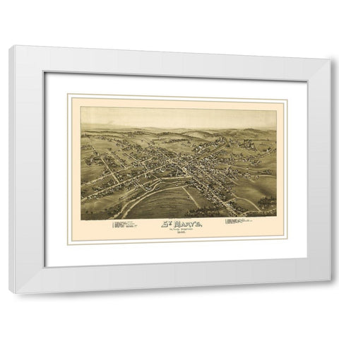 Saint Marys Pennsylvania - Fowler 1895 White Modern Wood Framed Art Print with Double Matting by Fowler