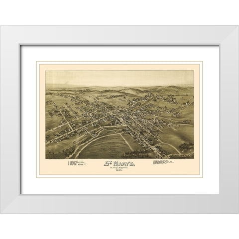 Saint Marys Pennsylvania - Fowler 1895 White Modern Wood Framed Art Print with Double Matting by Fowler
