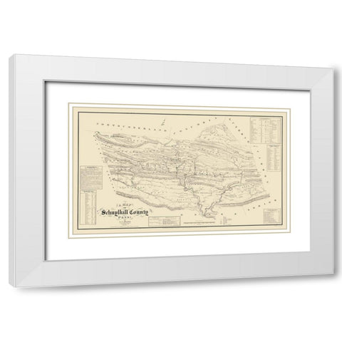 Schuylkill County Pennsylvania - Sheafer 1855 White Modern Wood Framed Art Print with Double Matting by Sheafer