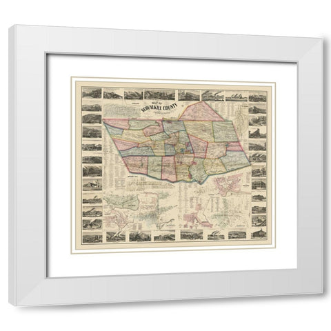 Schuylkill County Pennsylvania - Scott 1864 White Modern Wood Framed Art Print with Double Matting by Scott