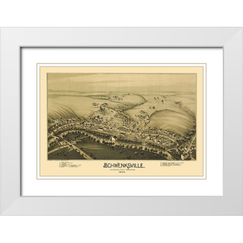 Schwenksville Pennsylvania - Fowler 1894 White Modern Wood Framed Art Print with Double Matting by Fowler