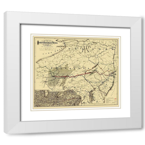 Seaboard, Pennsylvania and Western Railroad 1884 White Modern Wood Framed Art Print with Double Matting by Colton