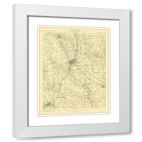 Shenango Pennsylvania Quad - USGS 1908 White Modern Wood Framed Art Print with Double Matting by USGS