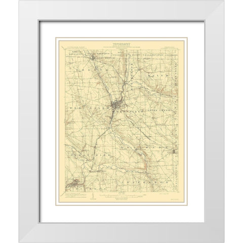 Shenango Pennsylvania Quad - USGS 1908 White Modern Wood Framed Art Print with Double Matting by USGS