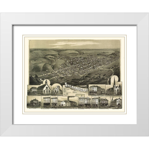 Shenandoah Pennsylvania - Fowler 1889 White Modern Wood Framed Art Print with Double Matting by Fowler