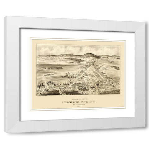 Sinking Spring Pennsylvania - Fowler 1898 White Modern Wood Framed Art Print with Double Matting by Fowler