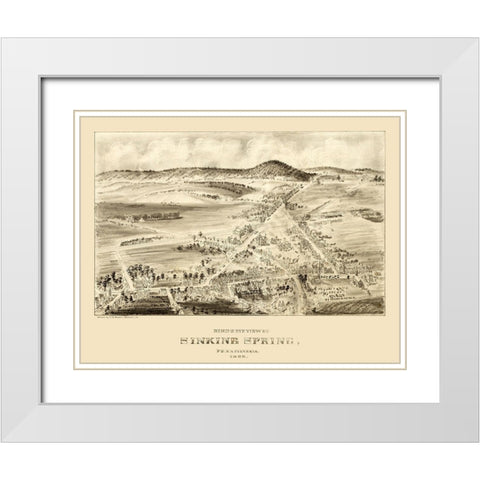 Sinking Spring Pennsylvania - Fowler 1898 White Modern Wood Framed Art Print with Double Matting by Fowler