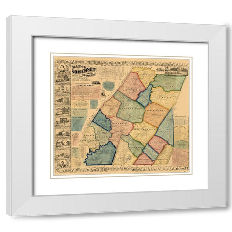 Somerset County Pennsylvania - Walker 1860 White Modern Wood Framed Art Print with Double Matting by Walker