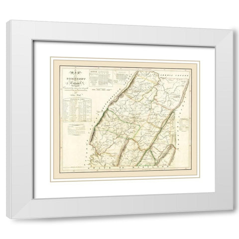 Somerset County Pennsylvania - Wells 1830 White Modern Wood Framed Art Print with Double Matting by Wells
