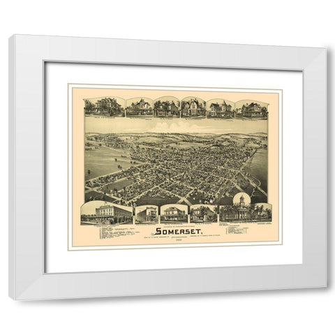 Somerset Pennsylvania - Fowler 1900 White Modern Wood Framed Art Print with Double Matting by Fowler