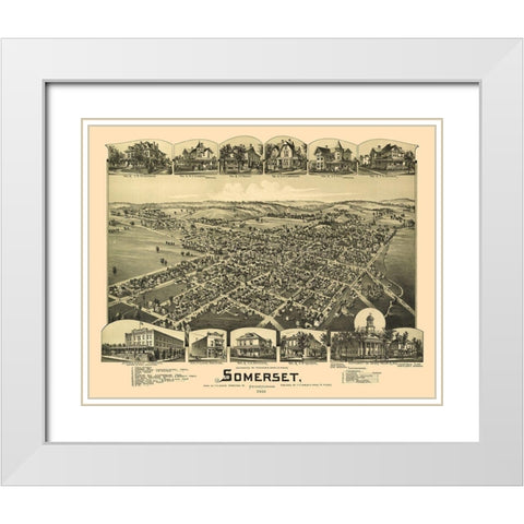 Somerset Pennsylvania - Fowler 1900 White Modern Wood Framed Art Print with Double Matting by Fowler